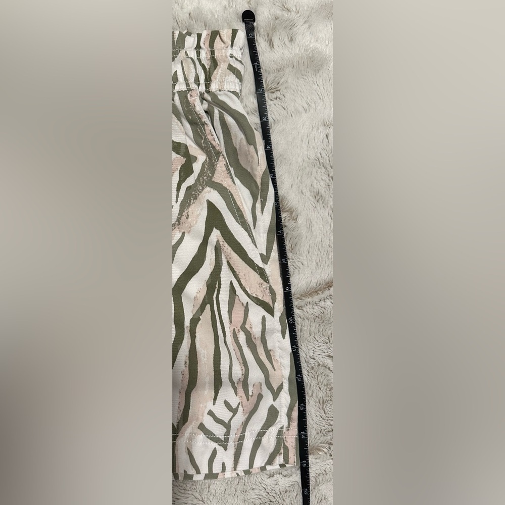 Calypso St. Barth High Waist Zebra Print Shorts - Green and Cream - Picture 6 of 11